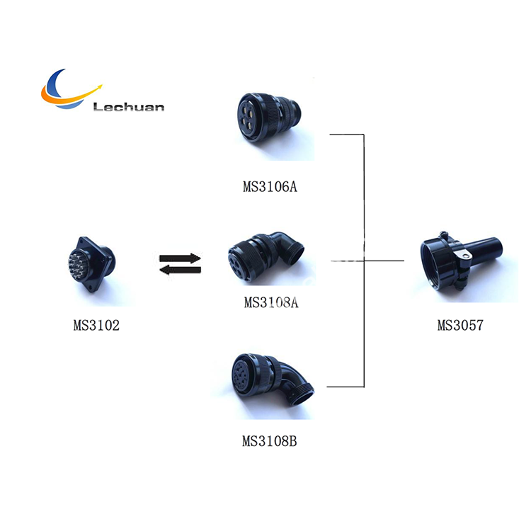 LECHUAN Amphenol Replaced MIL-C-5015 Series Spec MS3108 Connector Threaded Aviation Right Angle Circular Connector