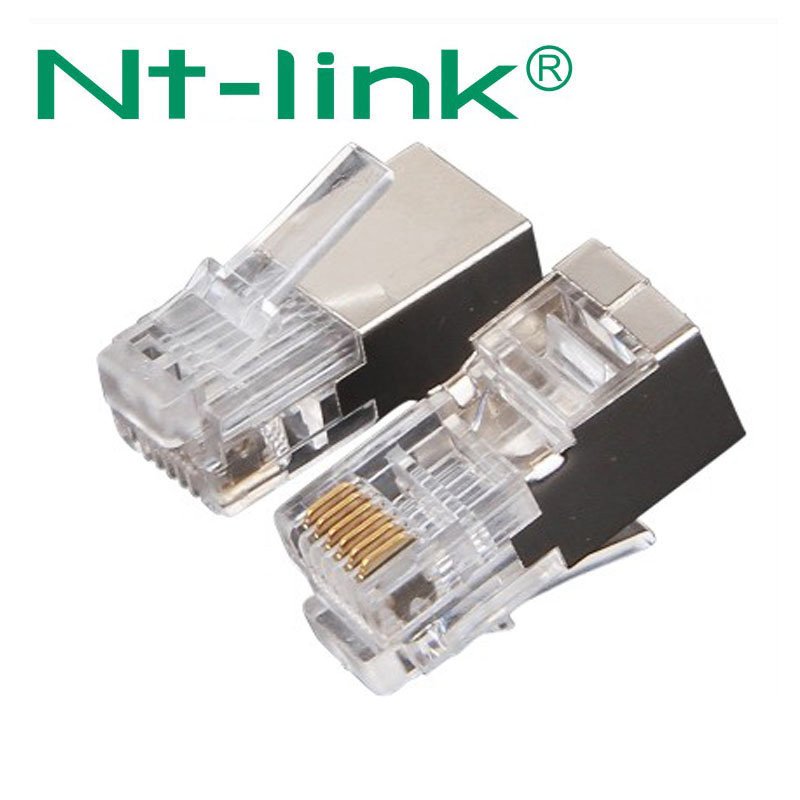 NT-LINK 6P4C 6P6C RJ11 3U-50U Gold Plated CAT3 STP Shiled Anti-eavesdroppingVoice Telephone Cable Male Plug Connector