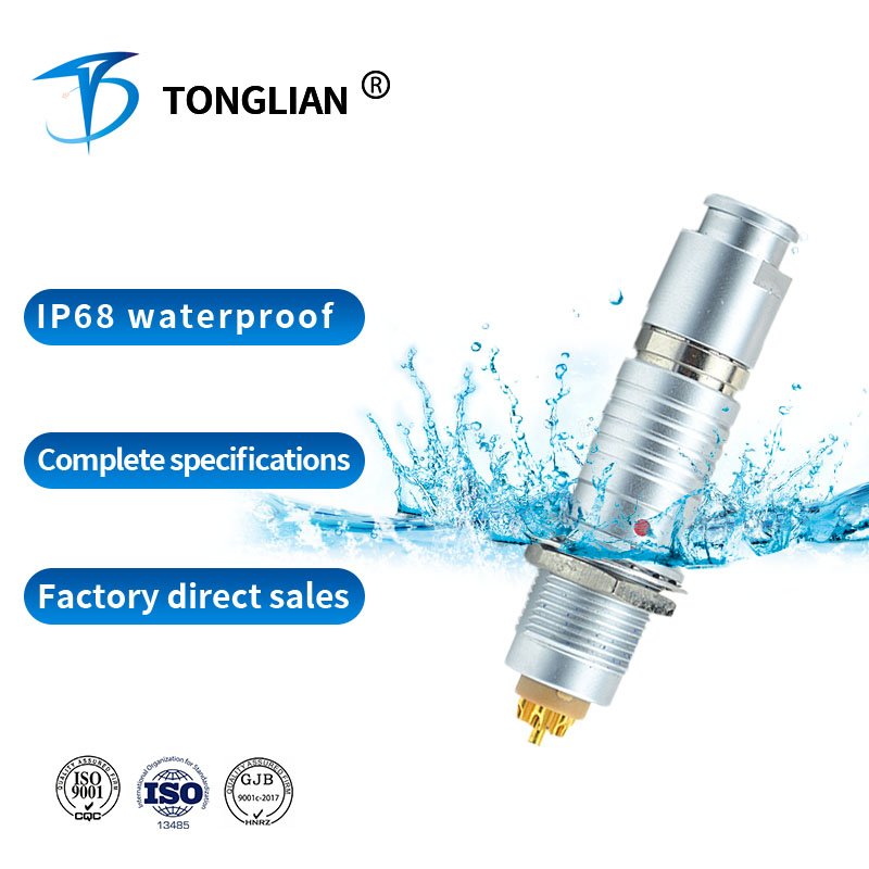 FHG.2B Push Pull Connector - Right Angled 2B-type 4mm Dia Collet Nut Multipole, Push-Pull, Metal Connectors