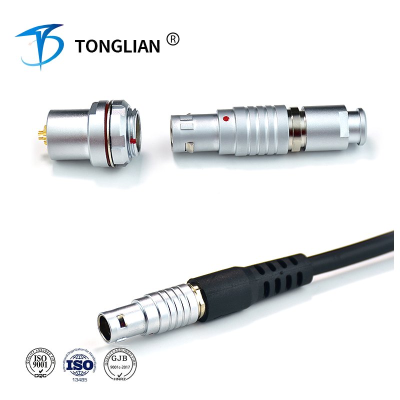 FHG.2B Push Pull Connector - Right Angled 2B-type 4mm Dia Collet Nut Multipole, Push-Pull, Metal Connectors