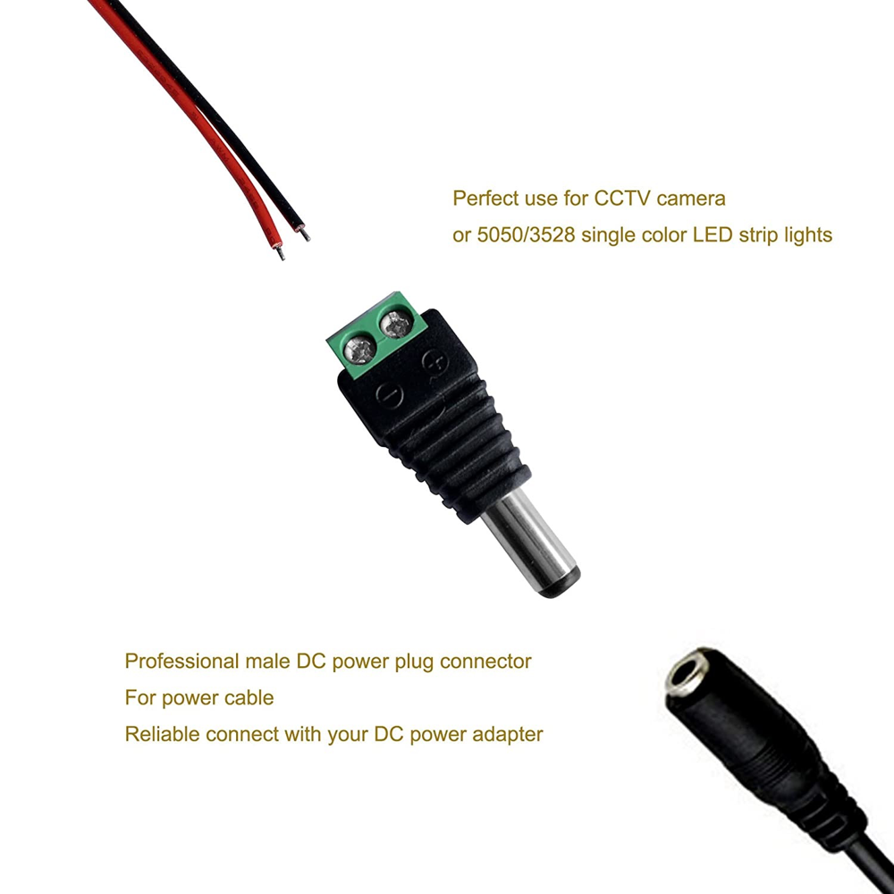 eSann Low Voltage 2Pin Male Female Led Strip DC Jack Power Fast Cable Connectors Accessories