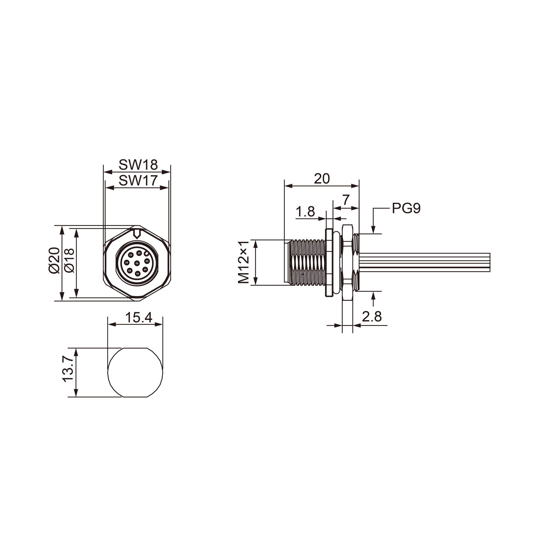 Marvtech male M12 A code 3/4/5/6/8/12/17 pins front panel mount connectors display racks profinet wire connector