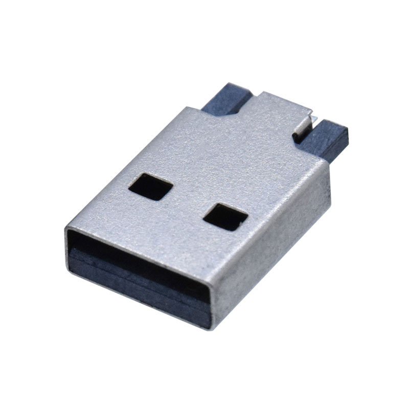 Vertical SMT USB 2.0 Type A Male Connector 4 Pin SMD 90 Degree Through hole USB A Plug with Fork Pin for Charging Data Cable