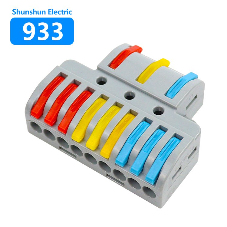 3 in 6 out Easy Din Rail Electrical Wire Connector splicing wire terminal block Model 633
