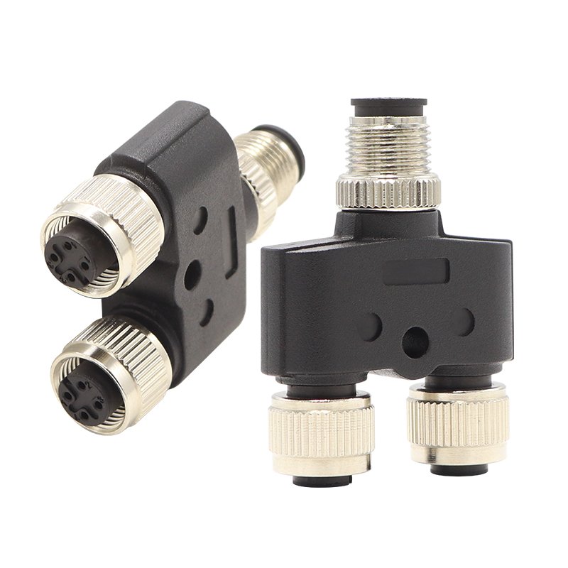 Factory direct pin M12 waterproof tee y-type can be customized male-female joint sensor connectors aviation terminal plug