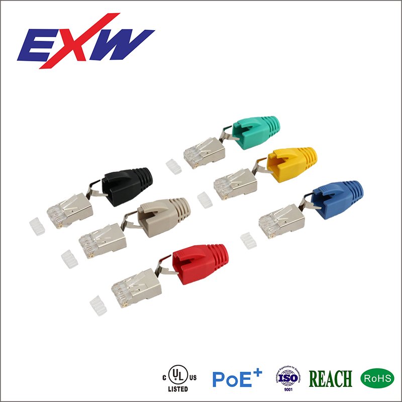 NBEXW RJ45 8P8C Cat 6A shielded connectors cat 7 rj45 connector with boot cover