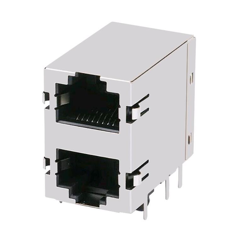 E5J88- Series Network Female Modular Jack Ethernet RJ45 Socket 2x1 Port RJ45 Connector With LED