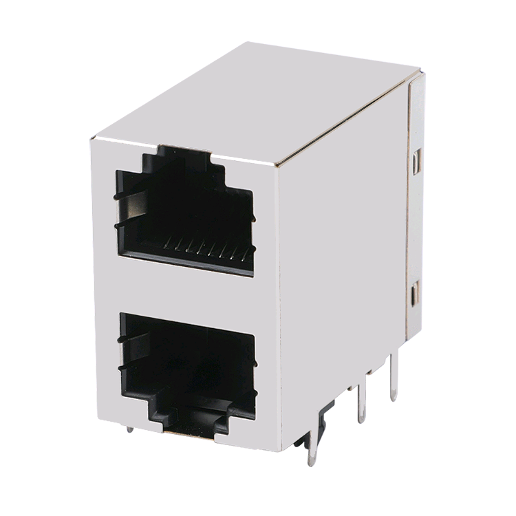 E5J88- Series Network Female Modular Jack Ethernet RJ45 Socket 2x1 Port RJ45 Connector With LED