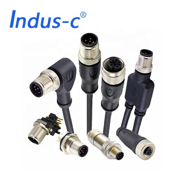 3pins 4pins 5pins 8pins 12pins 17pins panel mount male female waterproof m12 connector