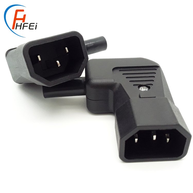Power electrical terminal connectors plugs C13 C14 angled 90 degree wire connector