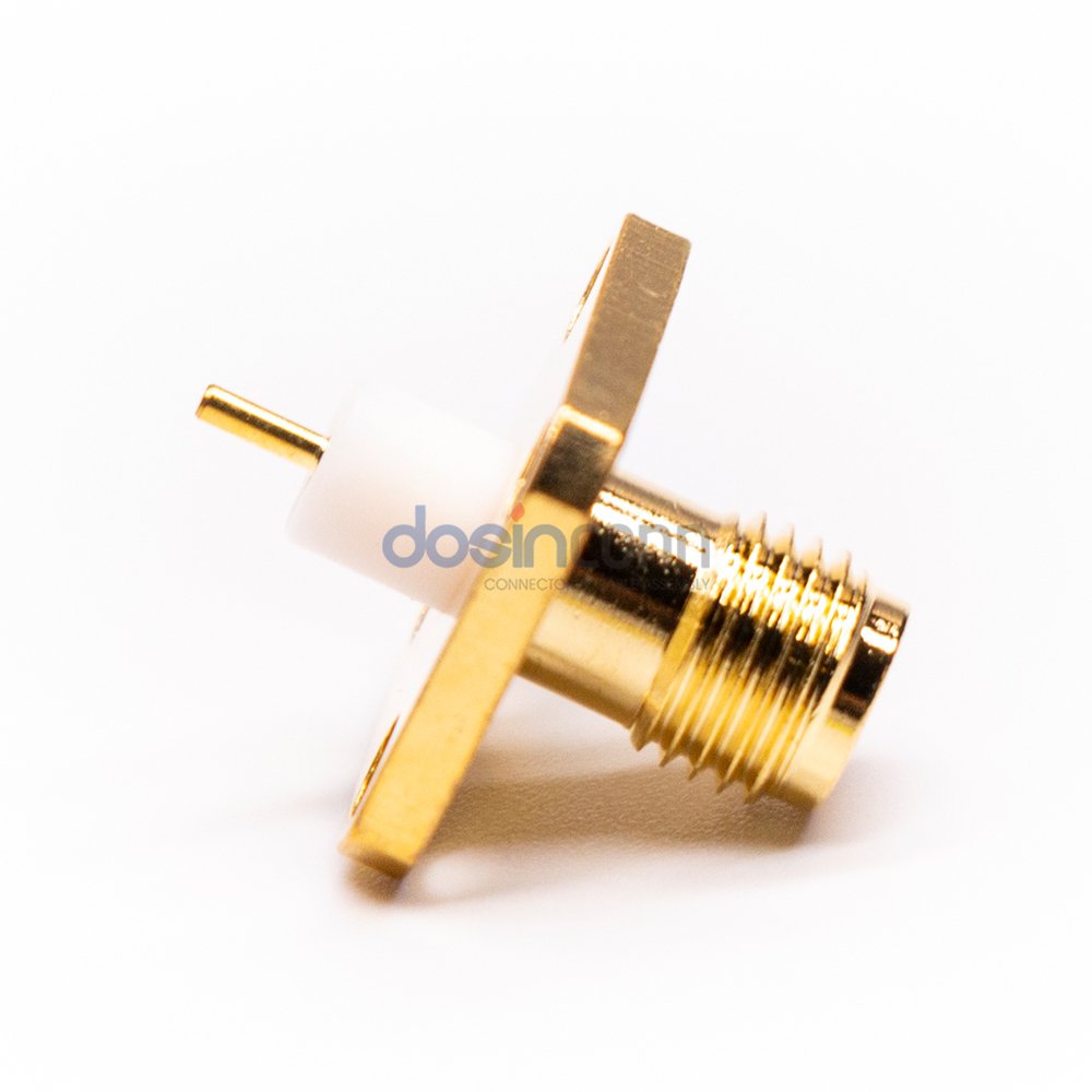 Factory Supply SMA Female Jack Coax Connector with 4 Hole Flange Panel Mount for PCB