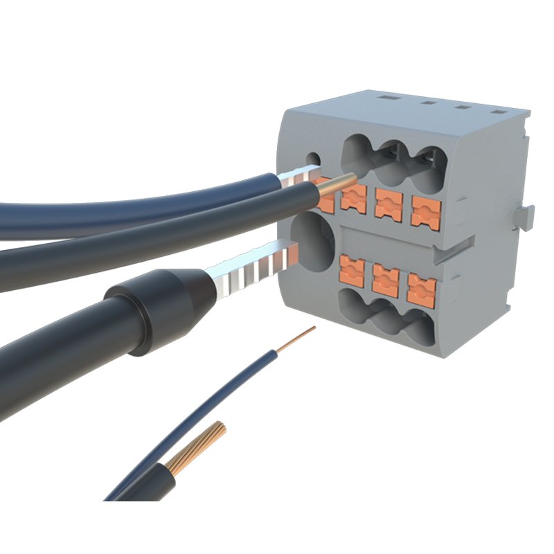 JUT15-4X2.5 Feed- Through Push-In Connection Spring Terminal Block