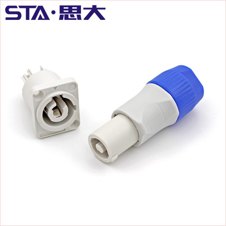 Powercon connector 20A 250V grey blue male plug 3pin power connector for led screen