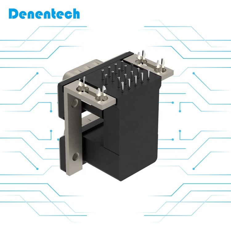 Denentech Best Dual Port DR9P Male+DR9P Male Right Angle DIP With Screw D-SUB Connector