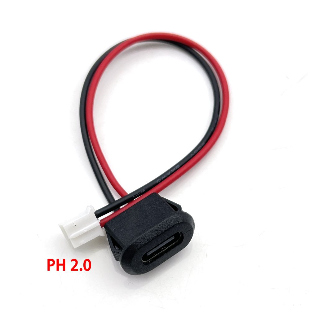 1pcs USB-C Connector Type-C to PH 2.0 Direct compression female base Waterproof USB Socket High Current Fast Charging jack port