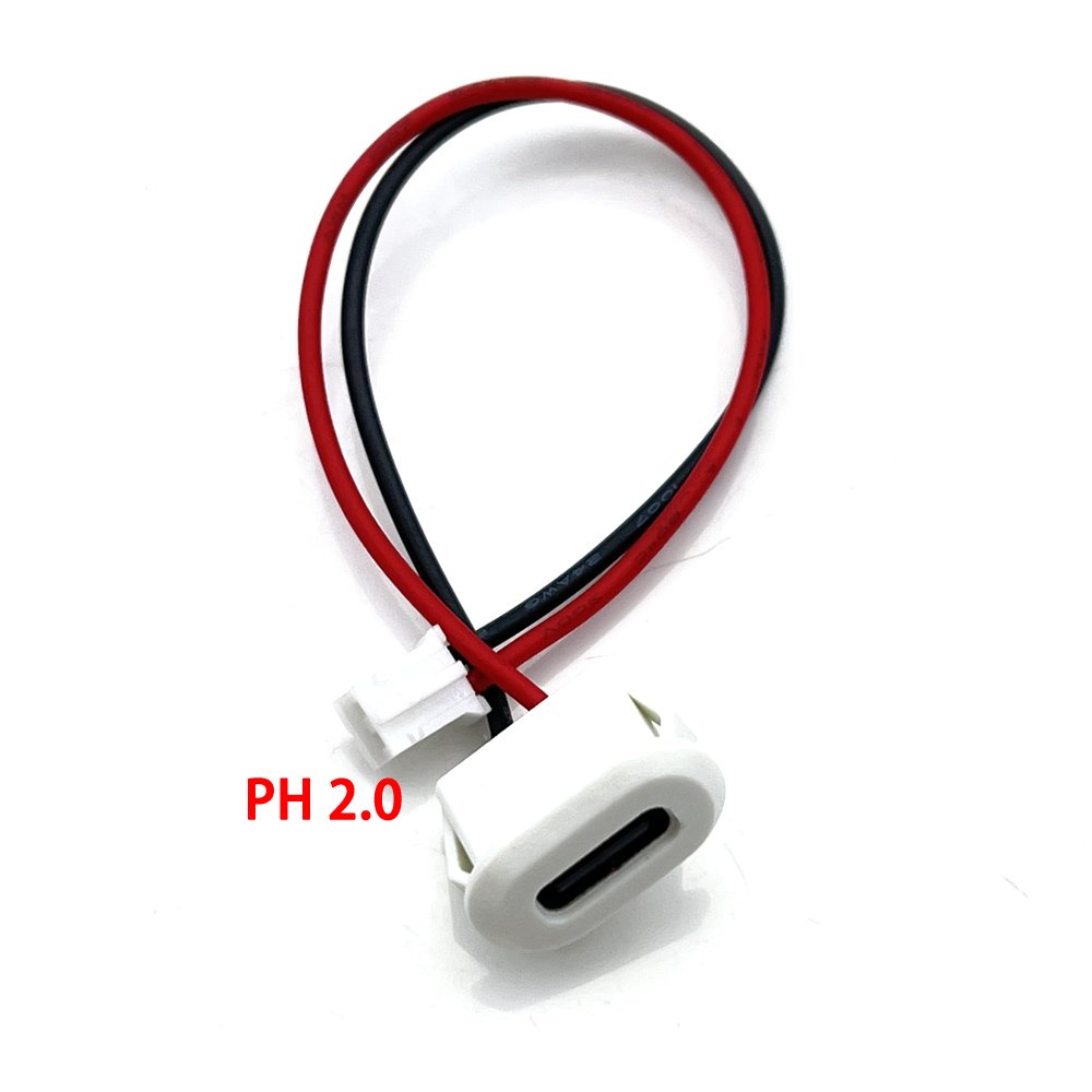 1pcs USB-C Connector Type-C to PH 2.0 Direct compression female base Waterproof USB Socket High Current Fast Charging jack port