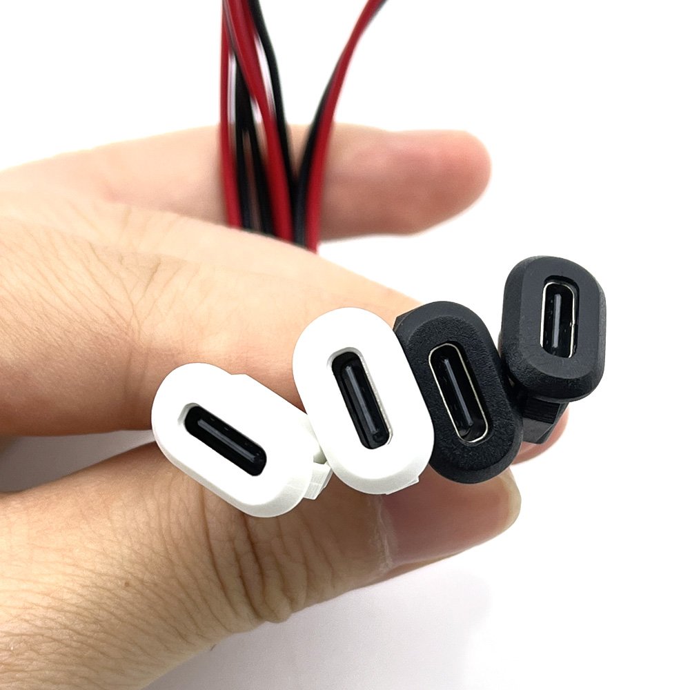 1pcs USB-C Connector Type-C to PH 2.0 Direct compression female base Waterproof USB Socket High Current Fast Charging jack port