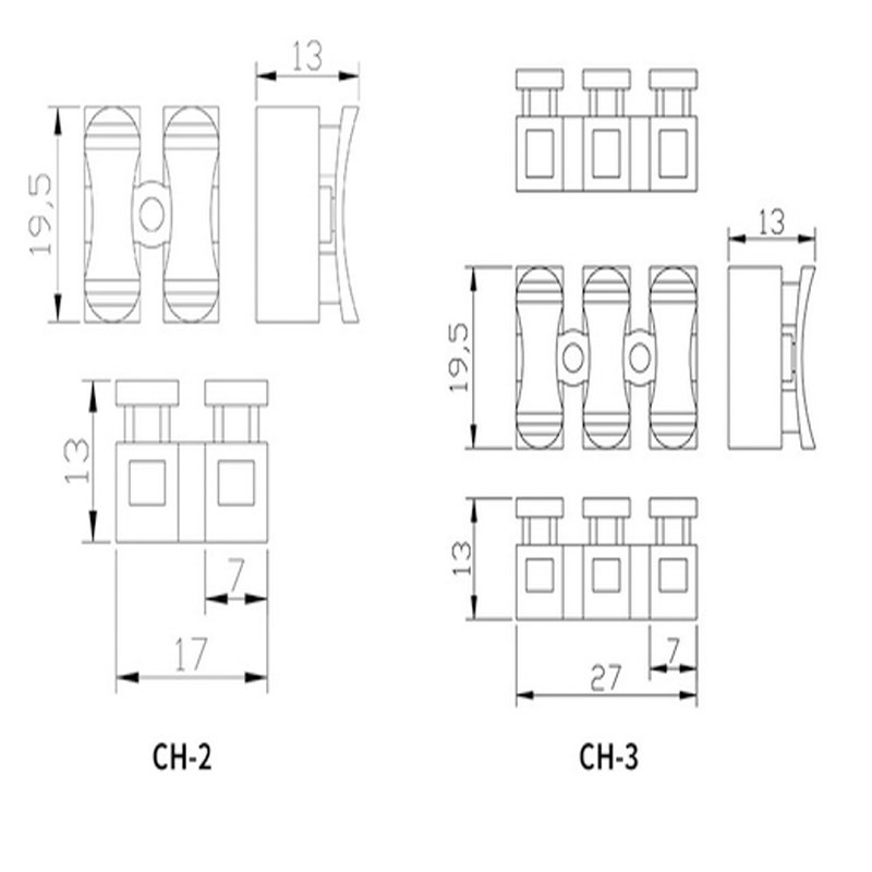 Universal Compact Wiring Conductor Push-in Terminal Block,Electric Wire Connector Connector Ch-2