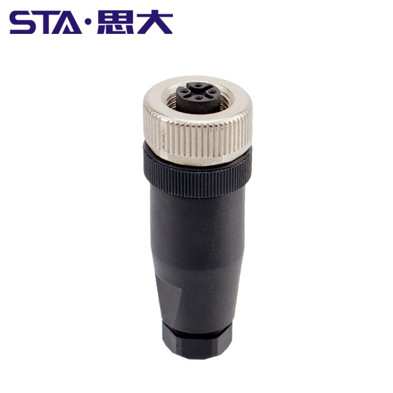 M12 cable connector straight assembly plastic plug 4pin 5point auto sensor connector screw connection M12 adaptor connector