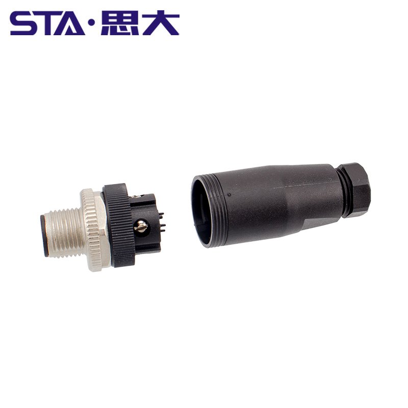 M12 cable connector straight assembly plastic plug 4pin 5point auto sensor connector screw connection M12 adaptor connector