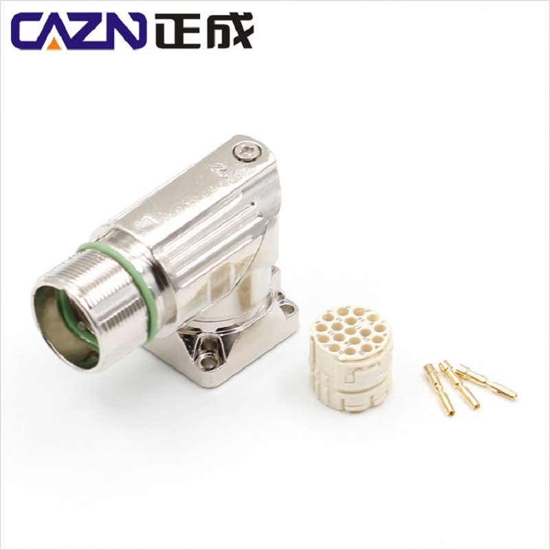 M23 90 degrees servo socket logistics sorting robot connector metal shield panel mount angle robitic arm M23 signal connector
