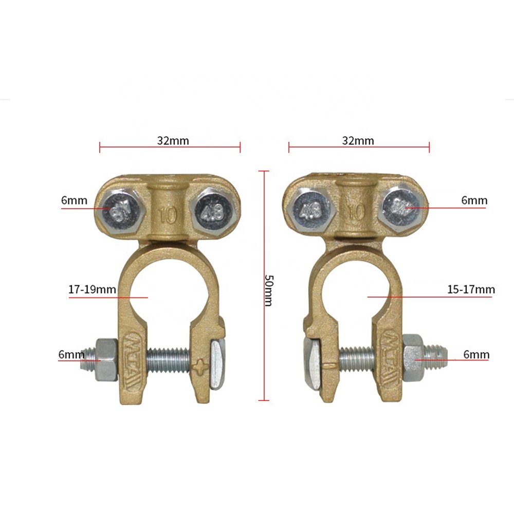 160g/Each Pair Pure Copper Brass Tin Plated Battery Terminal Clamp Type Connector Gender Terminal