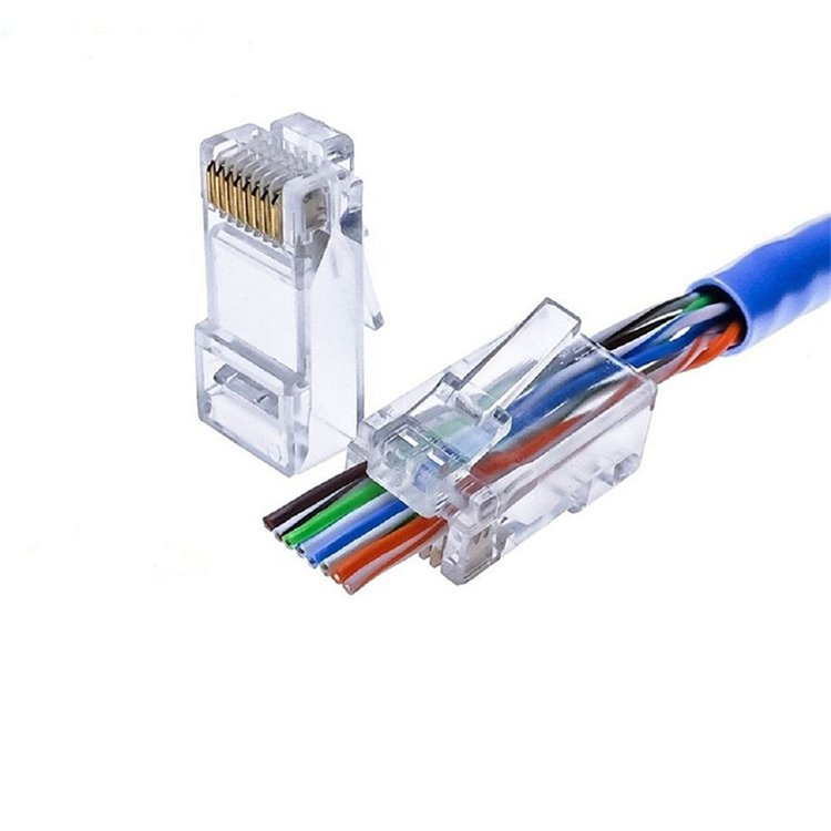 Good Quality RJ45 8P8C Crystal Head Unshielded Transparent Cat5 Modular Plug Ethernet Crystal Head connector Rj45 Plug For Sale