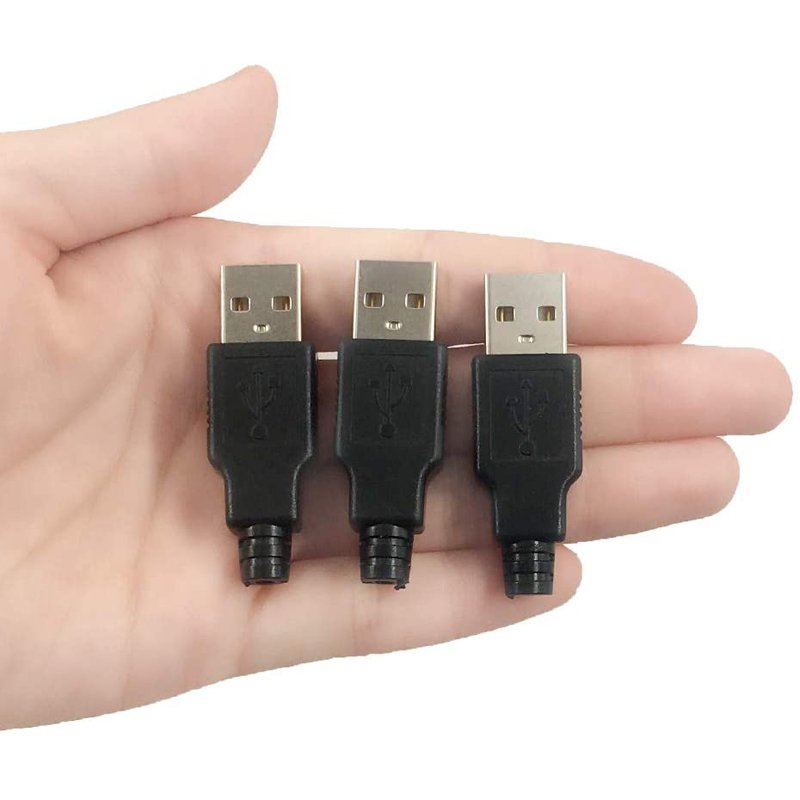 Type A Male USB 4 Pin Plug Socket Connector with Black Plastic Cover for DIY