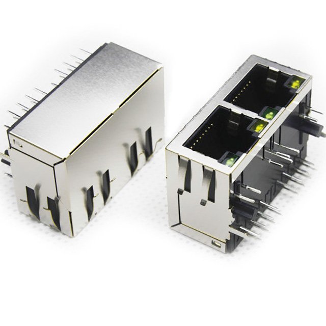 1 To 2 Port Rj-45 Connector 1x2 Ports Pcb Rj45 Modular Jack