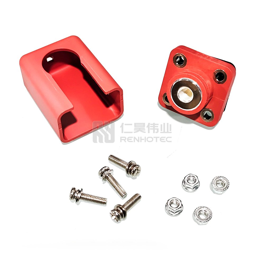 High Current Thru Panel Battery Copper Terminal Connectors 300A 500amps Connector M10 Busbar Lug for Battery Pack