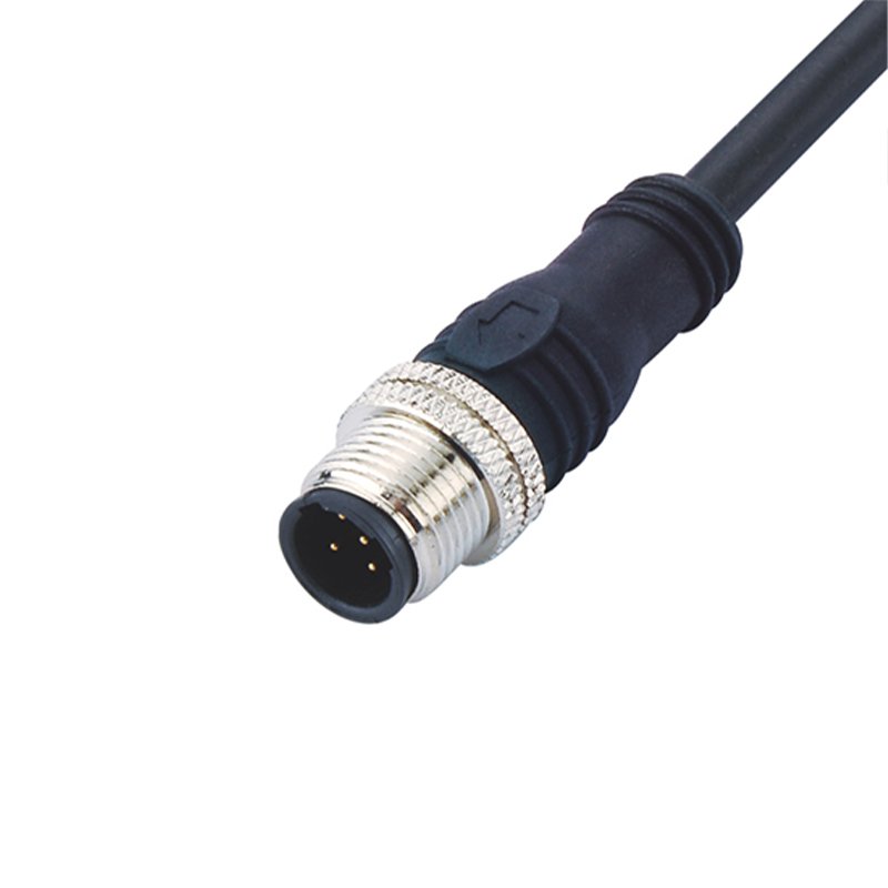 Waterproof Straight Molded Cable A Code 4 Pin Male M12 Connector for Electrical Equipment