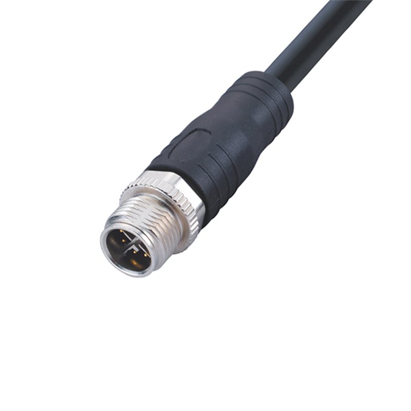 Waterproof Straight Molded Cable A Code 4 Pin Male M12 Connector for Electrical Equipment