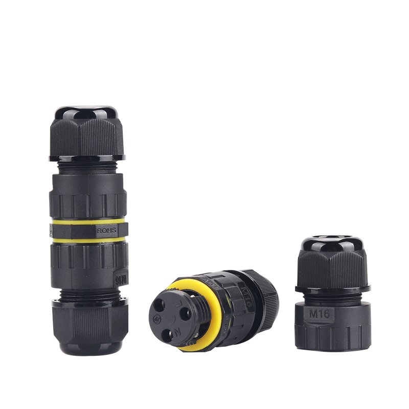 E-Weichat Screw Wiring M16 IP68 3Pin Wire-Wire Outdoor Led Lighting Waterproof Connector EW-M16-3P