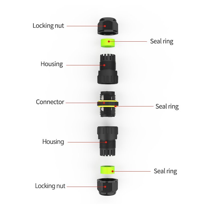 E-Weichat Screw Wiring M16 IP68 3Pin Wire-Wire Outdoor Led Lighting Waterproof Connector EW-M16-3P