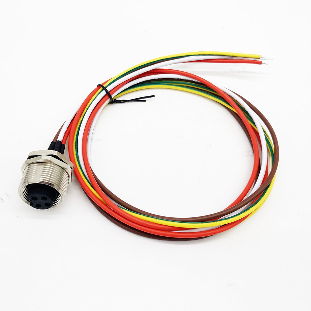 7/8'' Panel Mount Connector Female With Wires 3/4/5 Pin Front Screw Mount Unshielded Single Wires