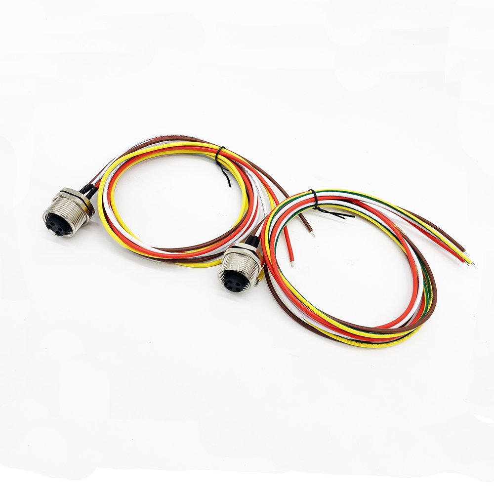7/8'' Panel Mount Connector Female With Wires 3/4/5 Pin Front Screw Mount Unshielded Single Wires