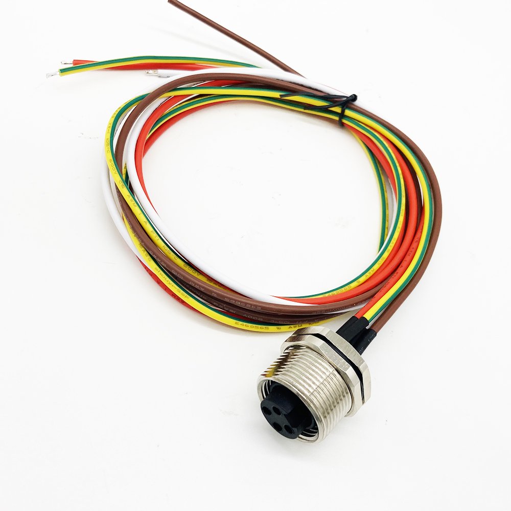 7/8'' Panel Mount Connector Female With Wires 3/4/5 Pin Front Screw Mount Unshielded Single Wires