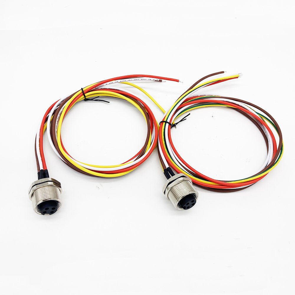 7/8'' Panel Mount Connector Female With Wires 3/4/5 Pin Front Screw Mount Unshielded Single Wires