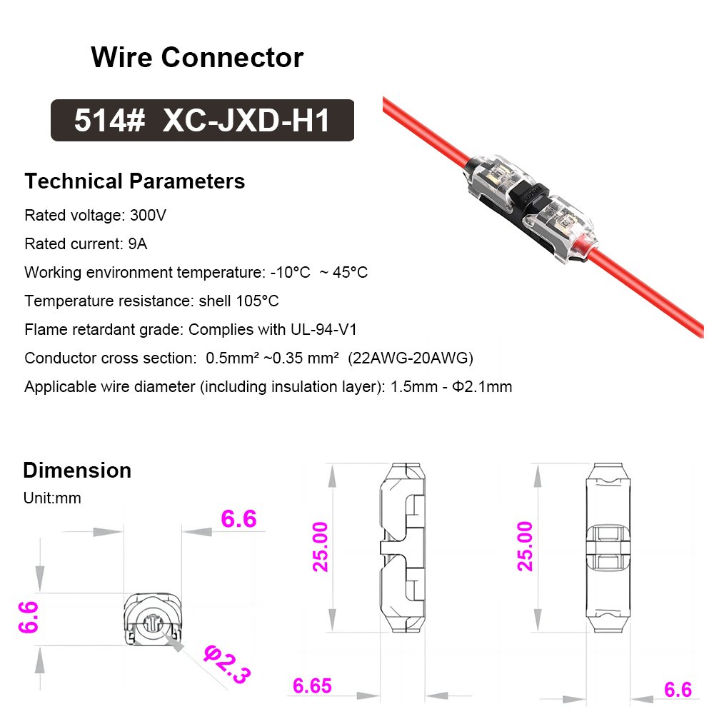 Solderless Small Gauge No Wire Stripping 1 Way 1 Pin Led Wire Connector Quick Wire Splice Connector for LED Strip Automotive