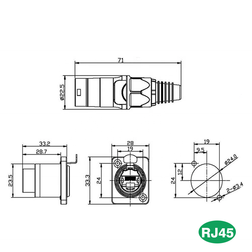 SHENZHENTP China Supplier Connector RJ45 Wireless Network Adapter for LED Screen Display Cabinet Cable