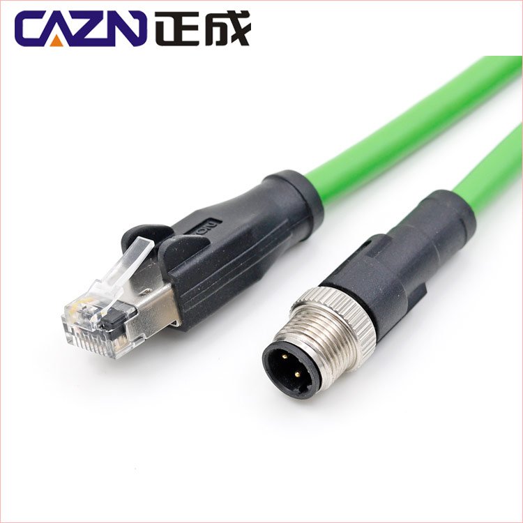 M12 4 Pin to RJ45 D code CAT5e Industrial Ethernet Patchcord suitable for Profinet Ethernet IP EtherCAT networks