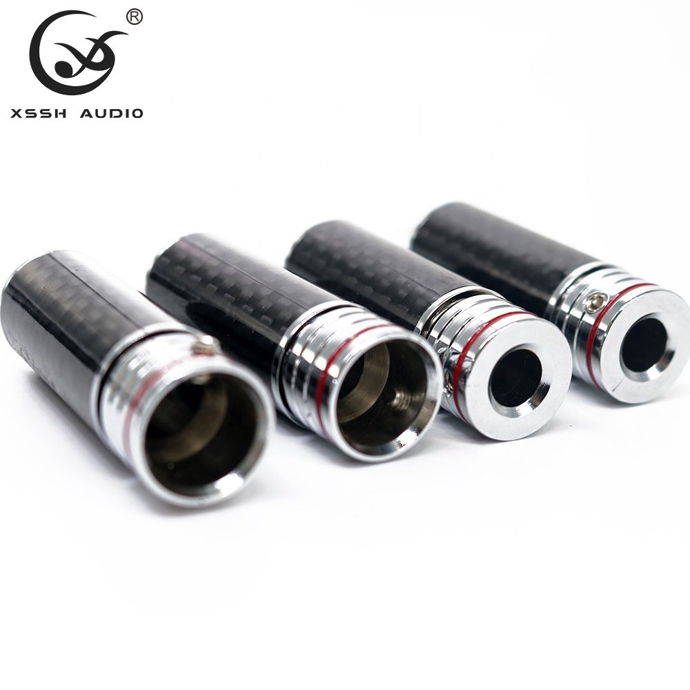 RCA Plug YIVO XSSH Audio HIFI OEM ODM Wholesales DIY 10mm Cable Plated Rhodium Carbon Fiber Shell Copper RCA Jack Connectors