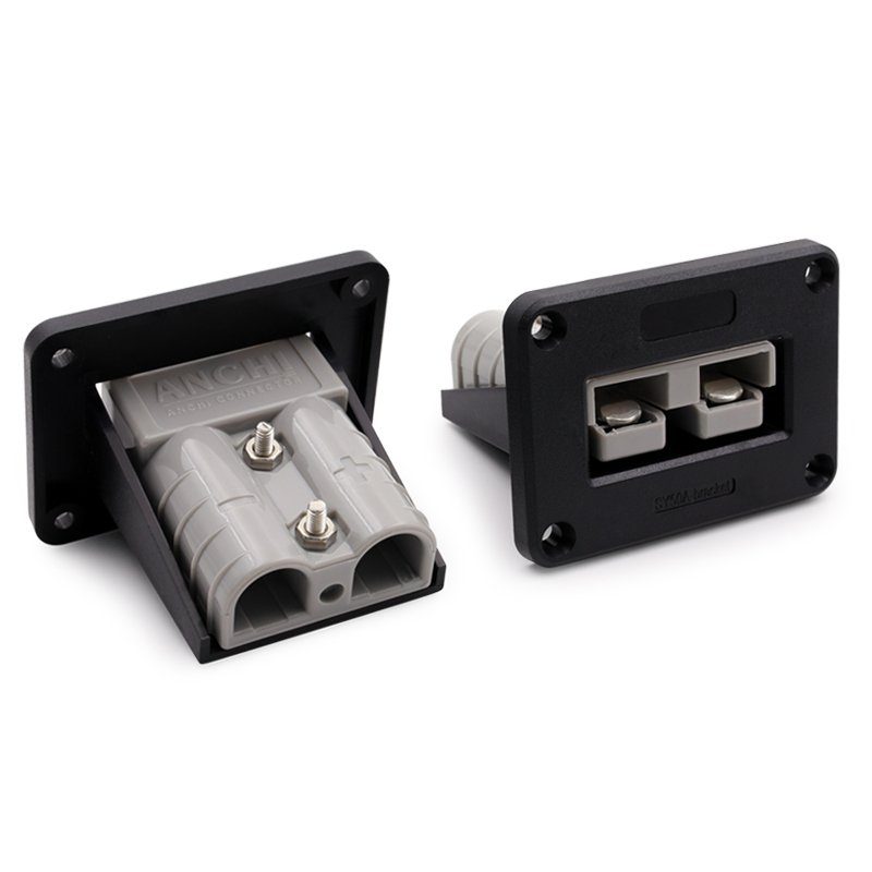 Black Flush Mount Bracket for 50A Power Connector 2 Pole Plug Mounting Bracket Panel Cover Accessories For Caravan Camper Truck