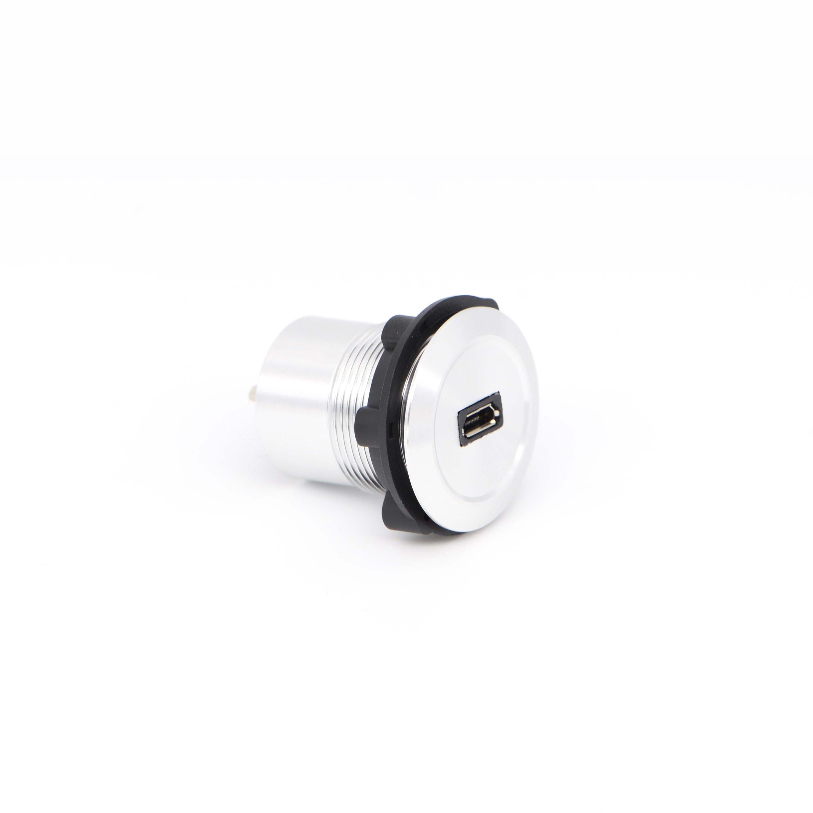 Micro USB-0-BK USB2.0 Panel Mount Metal Black Adapters Connectors 22mm Type B female to male