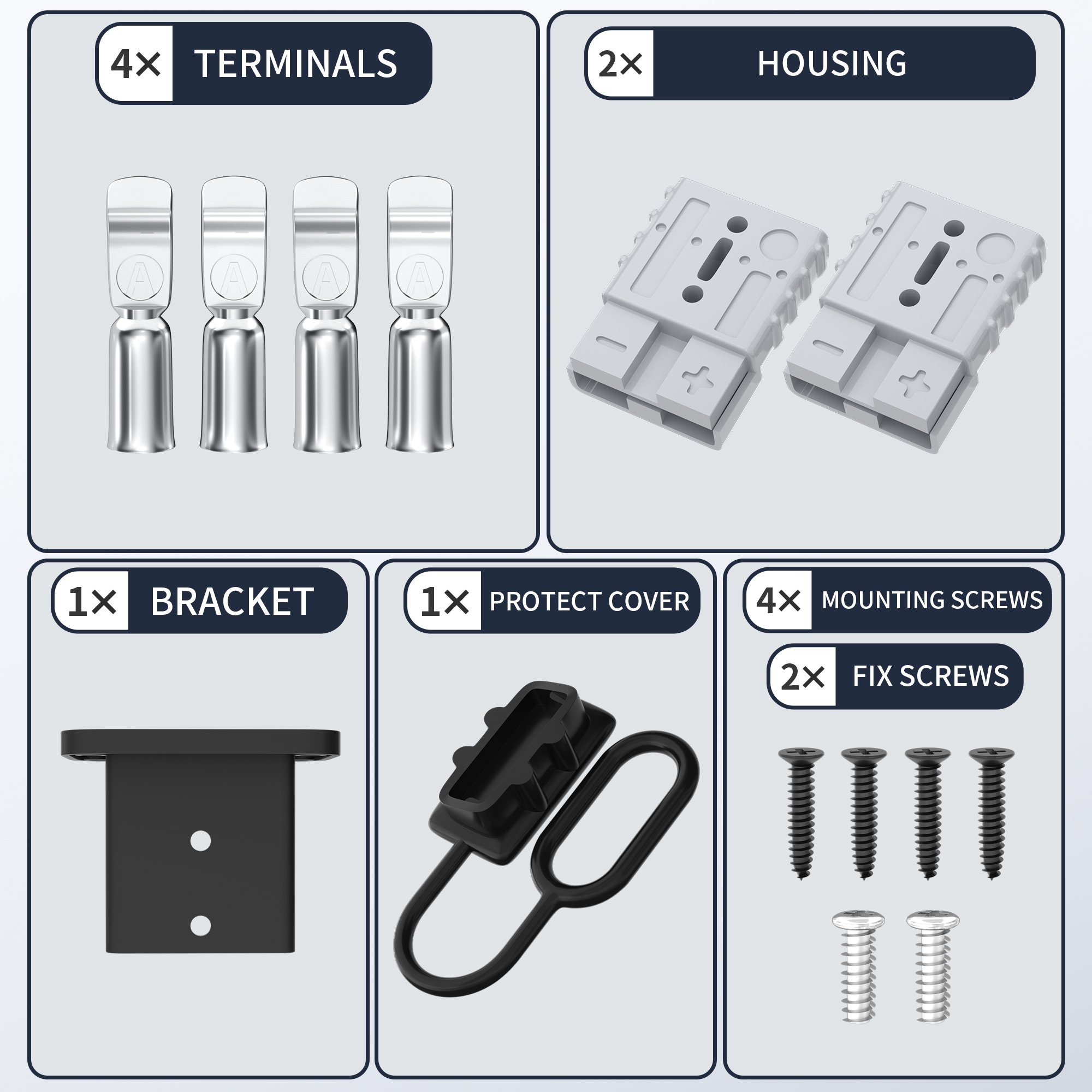 Forklift Battery Connector 50A Waterproof Anderson Connector Energy Storage Connector With Mounting Bracket Panel