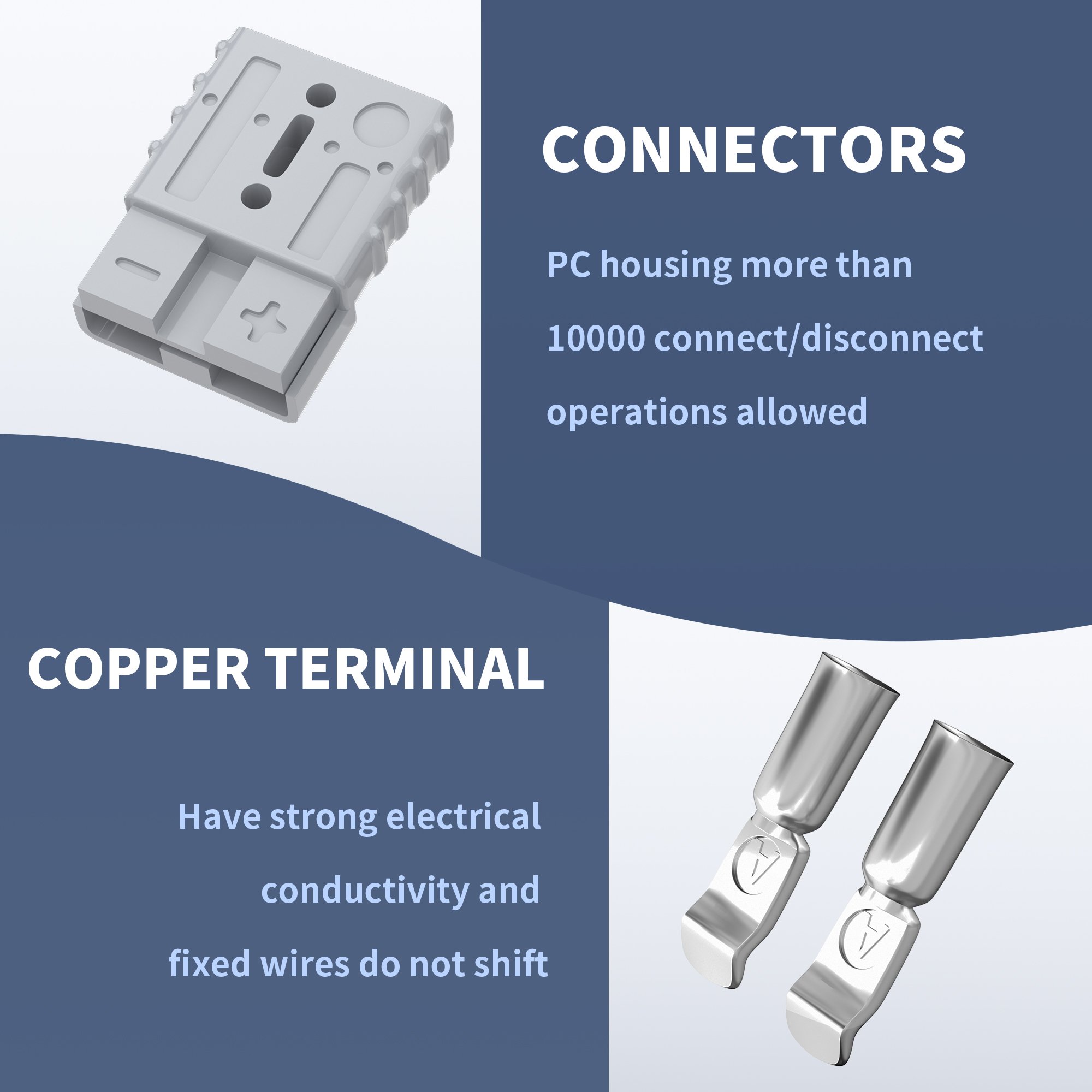 Forklift Battery Connector 50A Waterproof Anderson Connector Energy Storage Connector With Mounting Bracket Panel