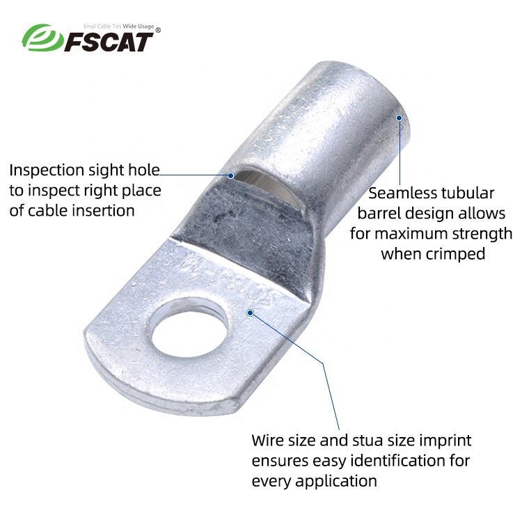High Tensile Strength Brass Terminal Lug Good Electrical Conductivity ROHS Certified Copper Automotive Cable Connector Cable Lug