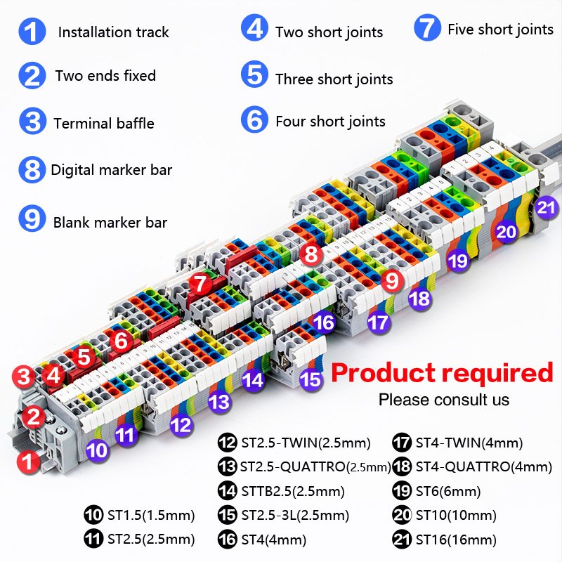 ST 2.5-3L three layer terminal block ST2.5-3L DIN rail spring connection terminal JST 2.5-3L wire connector