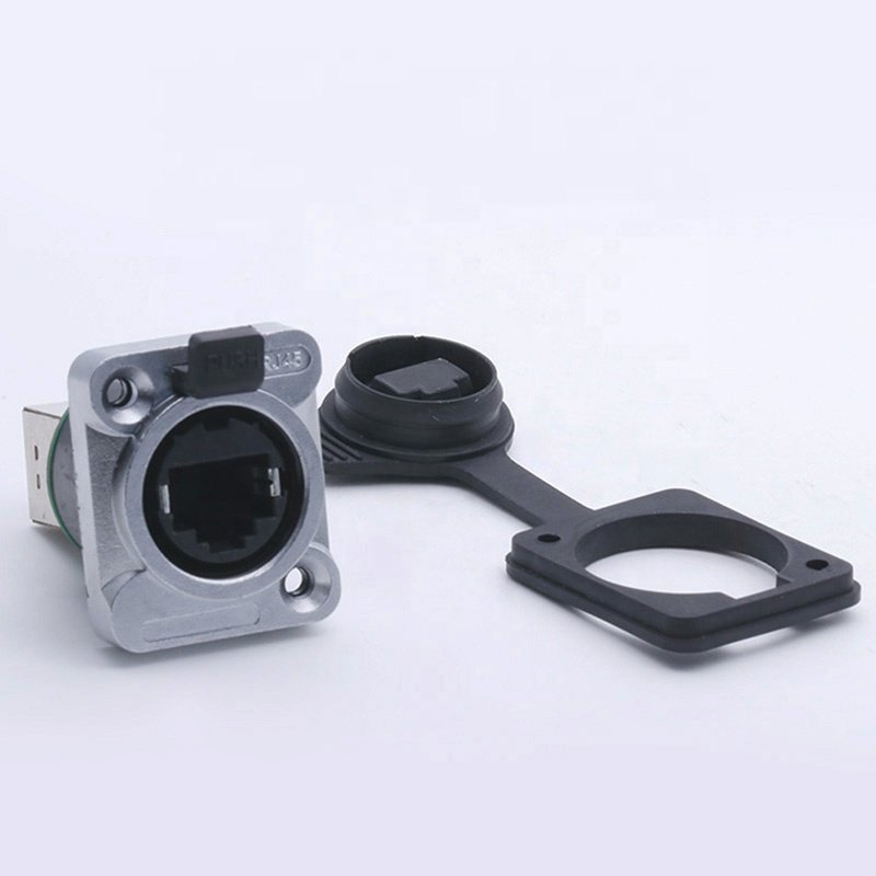 10pcs rj45 waterproof connector shield rj45 network connector 8P8C Panel Mount Chassis Socket Type Normal and Right Angle