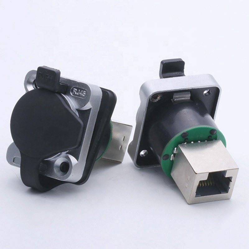 10pcs rj45 waterproof connector shield rj45 network connector 8P8C Panel Mount Chassis Socket Type Normal and Right Angle